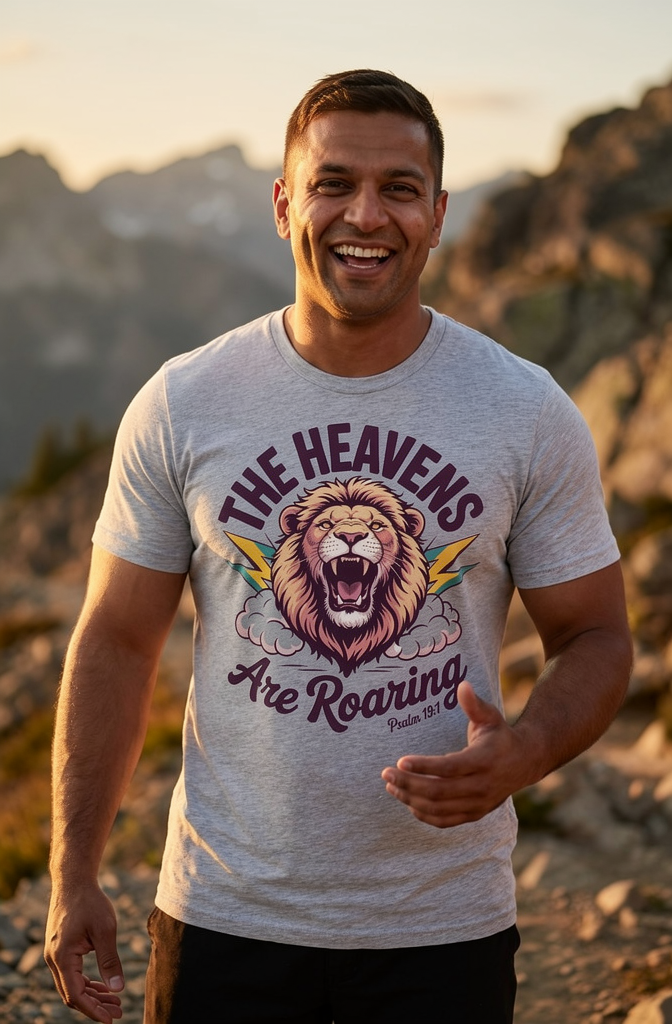 Premium Unisex Crewneck T-shirt [Mens Heaven are Roaring]
