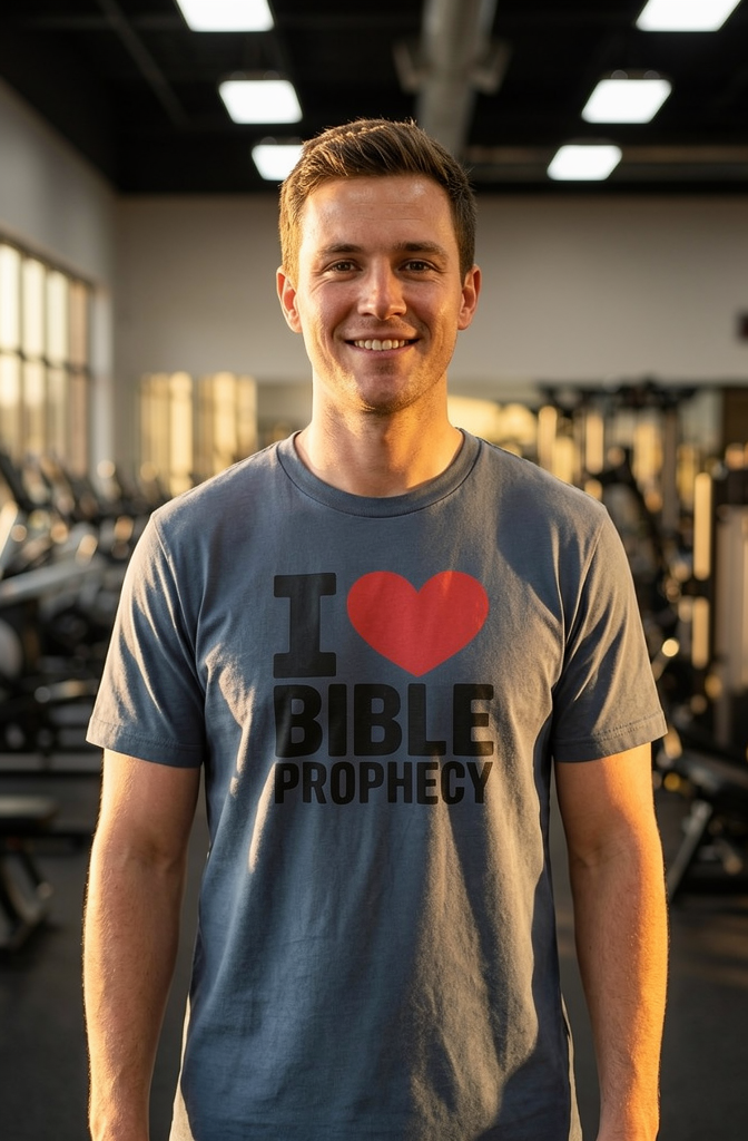 Premium Unisex Crewneck T-shirt [Mens I ❤️ Bible Prophecy]